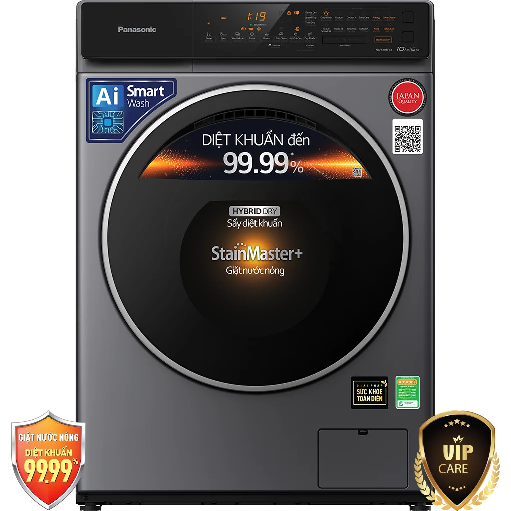 Máy Giặt Sấy Panasonic Inverter 10 Kg giặt/6 Kg sấy NA-S106FC1LV