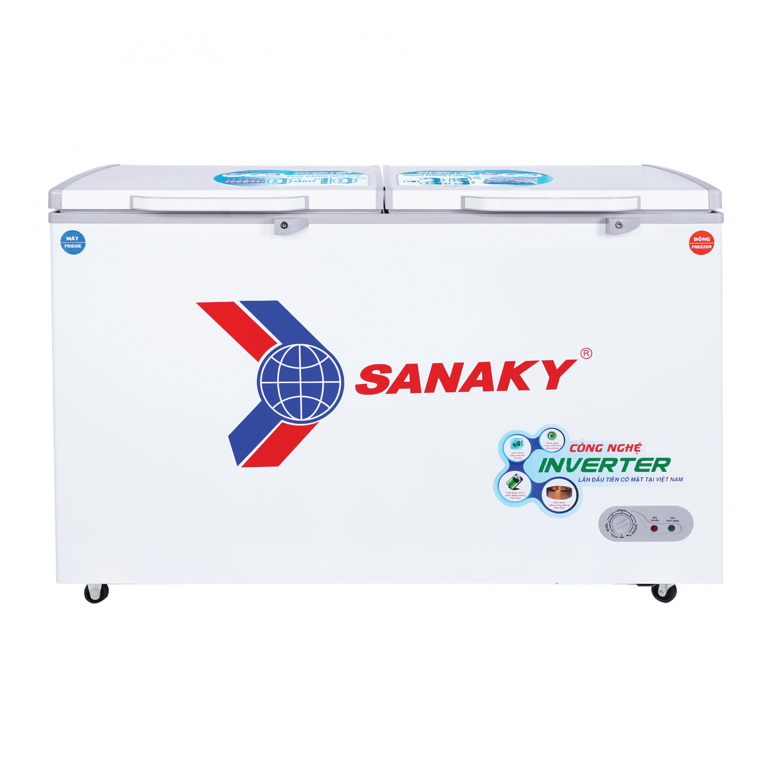 Tủ Đông Sanaky inverter 365 lít, 1 ngăn đông, 1 ngăn mát, 2 cánh mở VH-5699W3