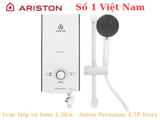Máy nước nóng trực tiếp có bơm Ariston 4,5KW Aures Premium 4.5P Ivory