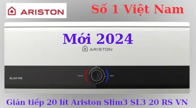 Bình nóng lạnh gián tiếp Ariston 20 lít 2500W SLIM3 20 RS