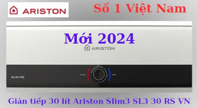 Bình nóng lạnh gián tiếp Ariston 30 lít 3000W SLIM3 30 RS 3KW