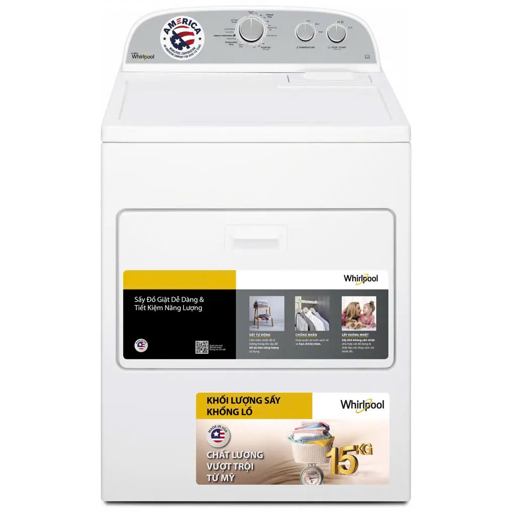 Máy Sấy Thông Hơi Whirlpool 15 Kg 3LWED4815FW0