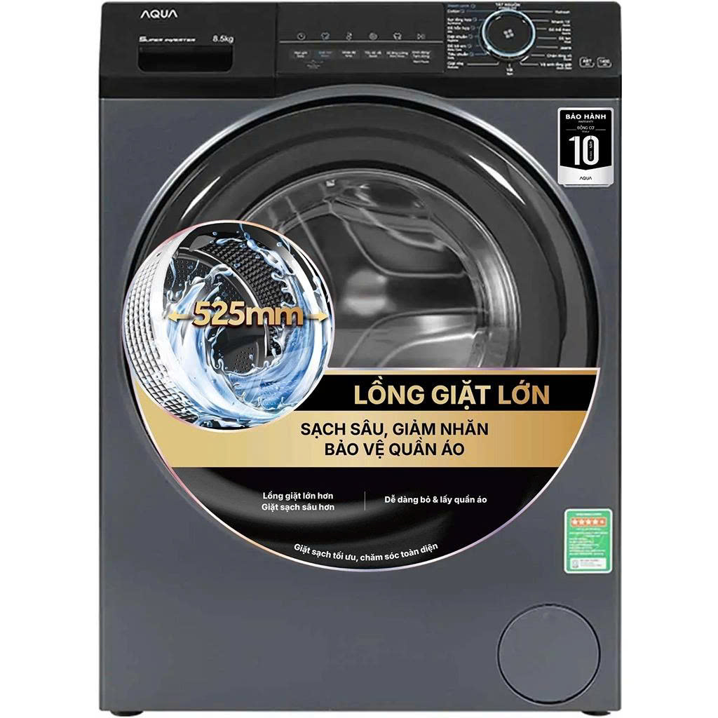 Máy giặt Aqua lồng ngang Inverter 8.5 kg AQD-A852J.BK