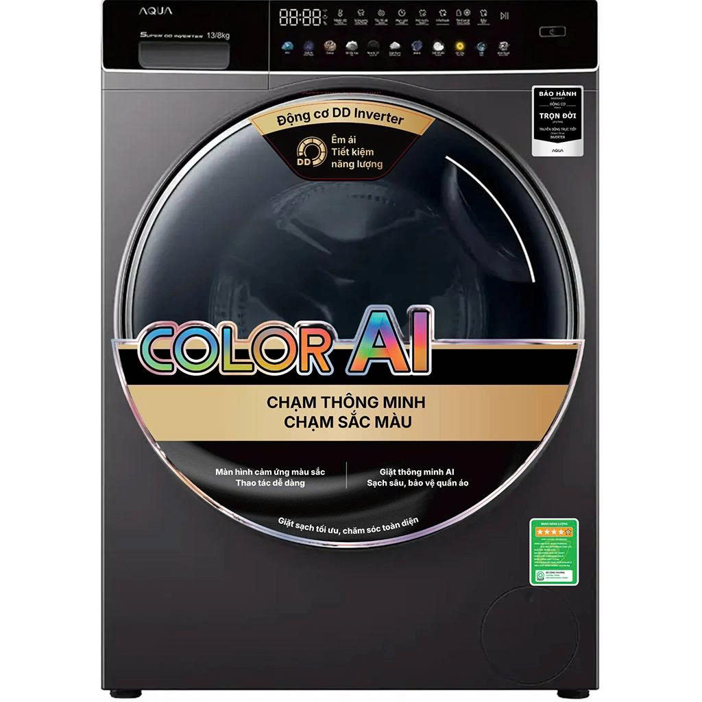 Máy giặt sấy Aqua Inverter AQD-DH1300H.PS giặt 13kg và sấy 8kg