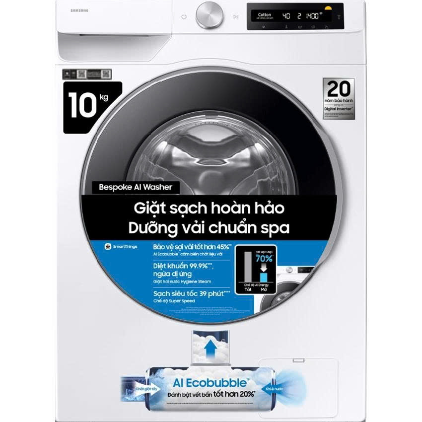 Máy giặt lồng ngang Samsung Inverter 10 kg WW10DG6U34LESV