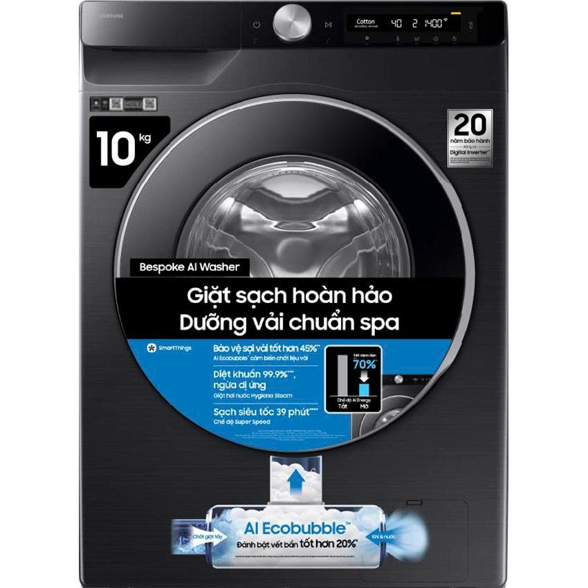 Máy giặt lồng ngang Samsung Inverter 10 kg WW10DG6U34LBSV