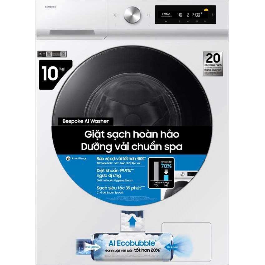 Máy giặt lồng ngang Samsung Inverter 10 kg WW10DB7U34GWSV